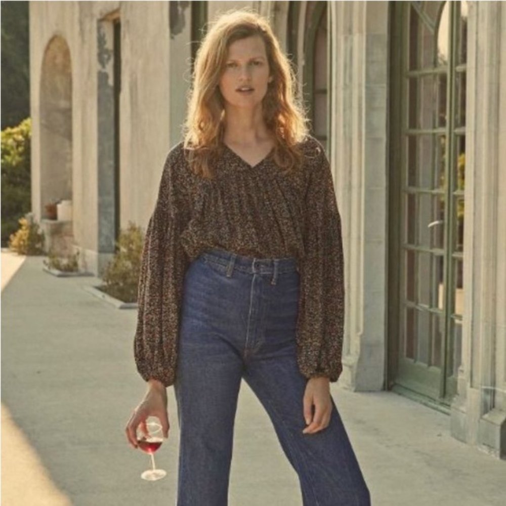 New Doen Silk Savona Blouse in Saint Claude Paisley S